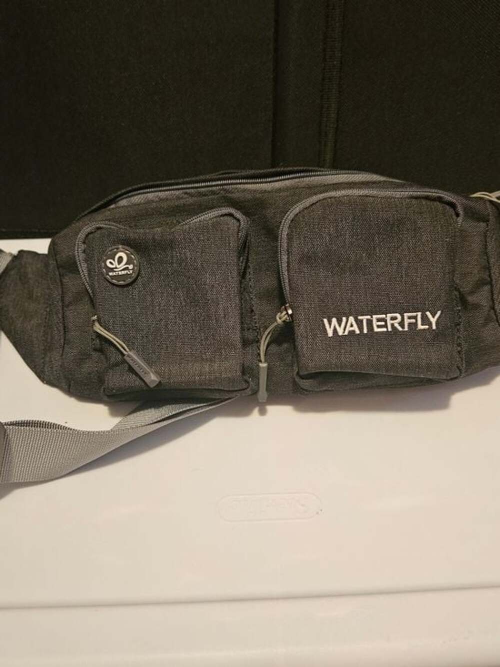 WATERFLY Fanny Pack Waist Bag Black Gray Crossbody Hip Pack Travel Hiking